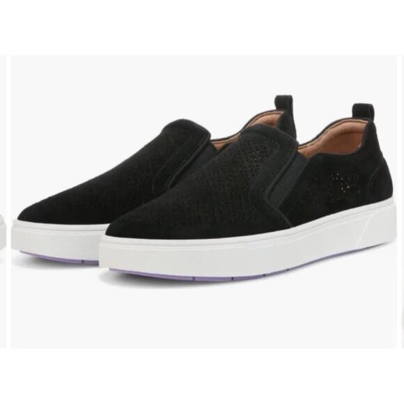 Vionic Kimmie Perferated Black Size 8.5 Sneaker Arch Comfort Suede - Picture 1 of 13